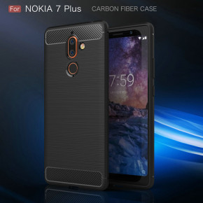 Силиконов гръб ТПУ Карбон за Nokia 7 Plus TA-1055 черен